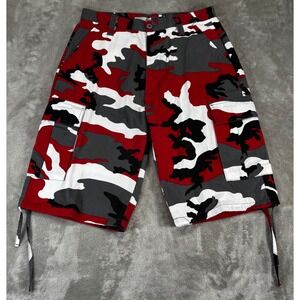 Regal Wear Cargo Shorts Mens 34 Red Camo Excellent Y2K Streetwear Baggy Utility